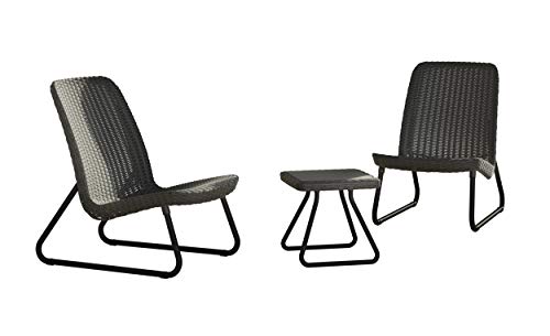 Keter Rio Patio Set, Table and Chairs - Graphite/Grey