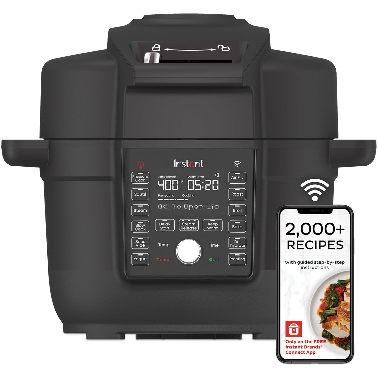 Instant Pot 6.5 Quart Duo Crisp Ultimate Lid with WIFI, 13-in-1 Air Fryer and Pressure Cooker Combo, Saut￩, Slow Cook, Bake, Steam, Warm, Roast, Dehydrate, Sous Vide, & More, Includes App with Recipes